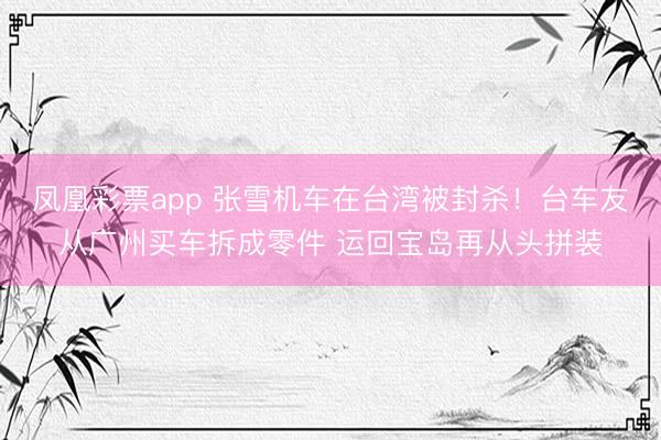 凤凰彩票app 张雪机车在台湾被封杀！台车友从广州买车拆成零件 运回宝岛再从头拼装