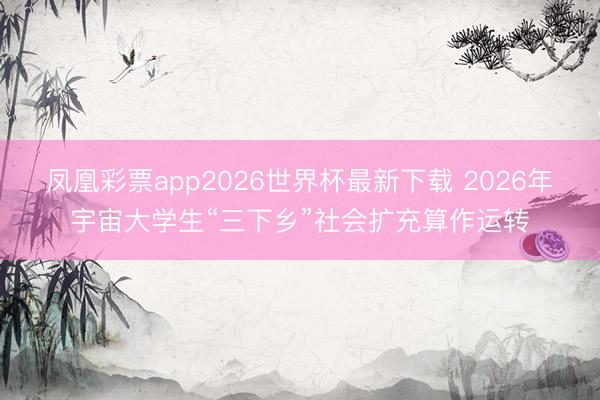 凤凰彩票app2026世界杯最新下载 2026年宇宙大学生“三下乡”社会扩充算作运转