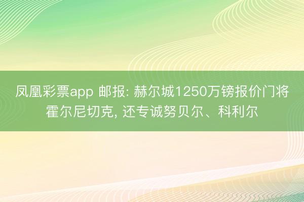 凤凰彩票app 邮报: 赫尔城1250万镑报价门将霍尔尼切克， 还专诚努贝尔、科利尔