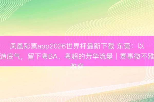 凤凰彩票app2026世界杯最新下载 东莞:以制造底气,留下粤BA、粤超的芳华流量|赛事微不雅察