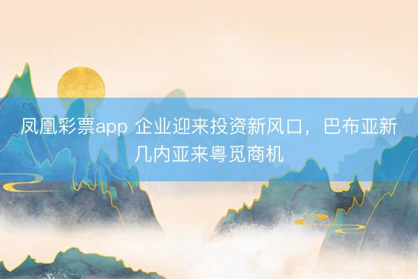 凤凰彩票app 企业迎来投资新风口，巴布亚新几内亚来粤觅商机
