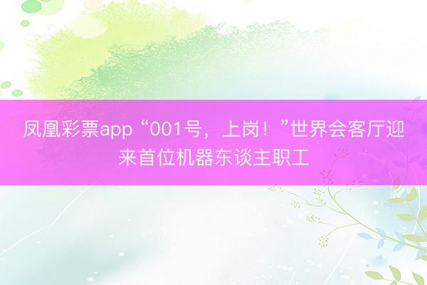 凤凰彩票app “001号,上岗!”世界会客厅迎来首位机器东谈主职工